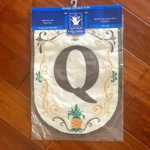 NEW Garden Flag 13"x18" Letter Q Embroidered Fade Resistant Americana Pineapple